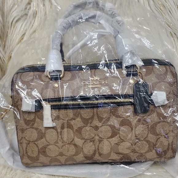 Coach Brown Satchel with Signature Design - Picture 7 of 10